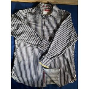 Robert Graham Shirt M Blue Striped Freshly Laundered Button Up Long Sleeve Men